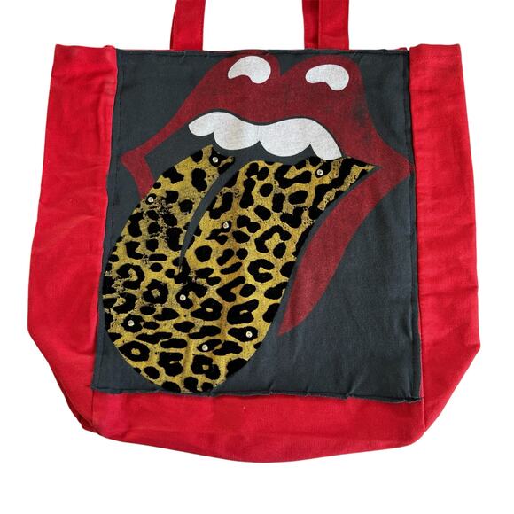 Via Penny Lane Reworked Apparel | The Rolling Stones Red Canvas Tote Bag OS - Picture 2 of 6
